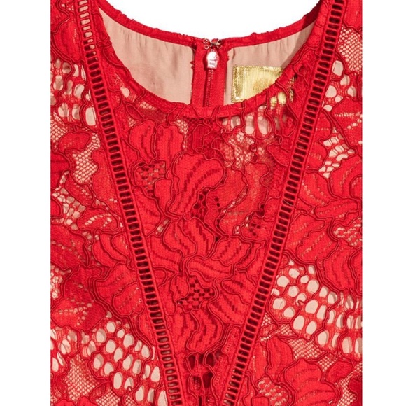 NWT H&M Red Lace Cut Out Sleeveless Short Dress - Picture 6 of 8